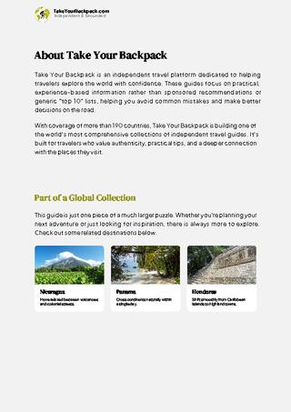 example page 1 from our offline Travel Guide for Costa Rica
